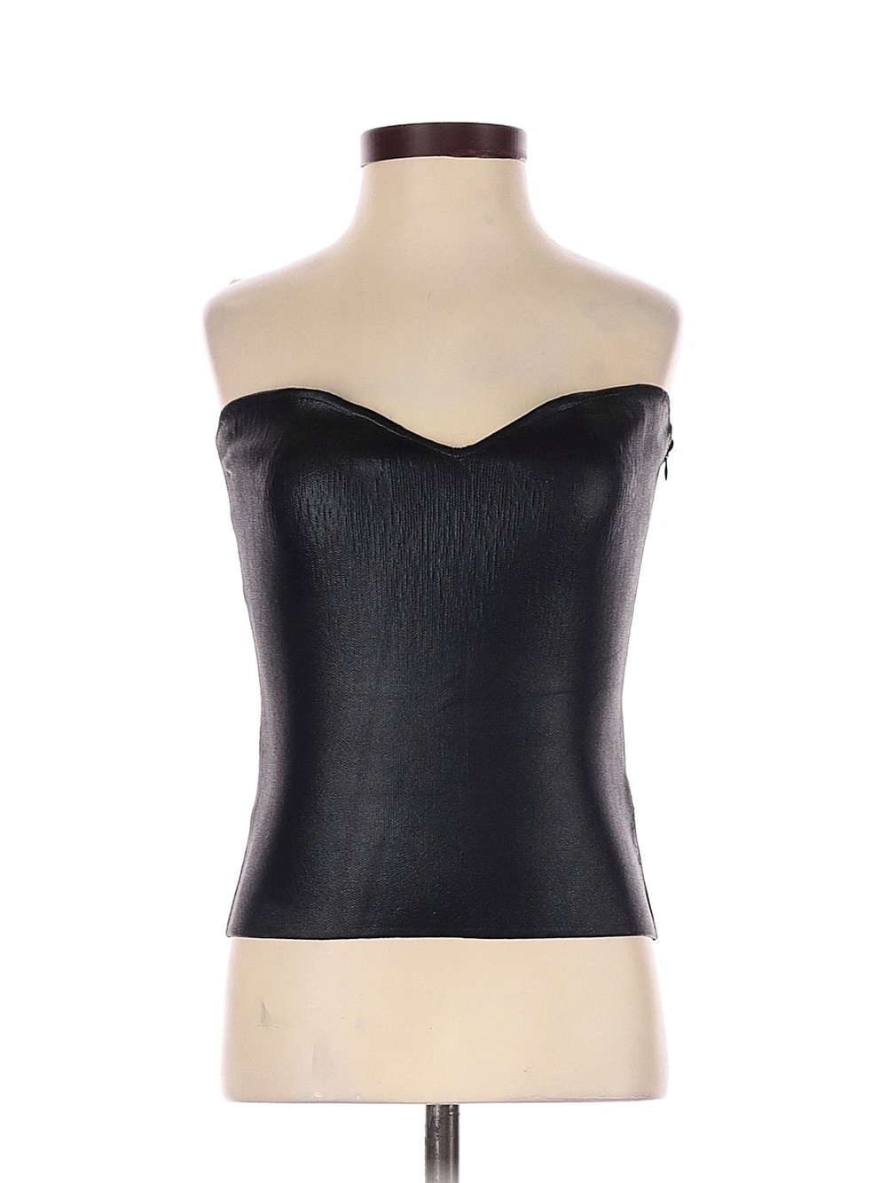 NWT Zara Strapless Black Faux-Leather Women's Top